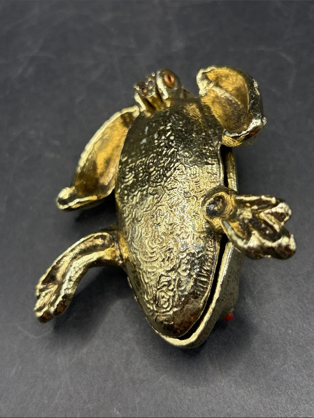 Jameco Vintage Frog Sewing Pin Cushion Metal Trinket Box Hinged Lid Cottagecore